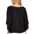 thumbnail image 4 of SWSMCLT Women's Boho Floral Blouse V Neck Shirt Casual Fall Chiffon Summer Printed Shirt 3/4 Sleeve Sexy Peasant Black 12, 4 of 5