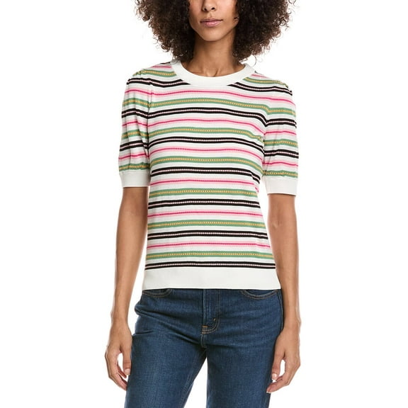 T Tahari womens Elbow Puff Sleeve Sweater, xs, Pink