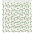 thumbnail image 3 of Forest Shower Curtain, Nursery Style Cute Trees Bushes and Flying Butterflies with Polka Dots, Fabric Bathroom Set with Hooks, 69W X 84L Inches Extra Long, Pink and Pale Green, by Ambesonne, 3 of 3