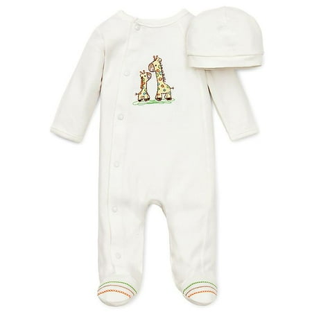

Little Me Giraffe Preemie 2-Piece Footie and Hat Set in Ivory
