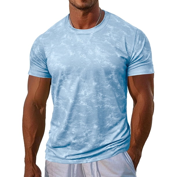 Camiseta de Cuello Redondo Deportiva de Manga Corta para Hombres, Mezcla de Algodón Del 95% para el Gimnasio Y la Construcción Muscular