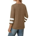 thumbnail image 6 of Admvng Tops for Women Trendy New Solid Color Round Neck 3/4 Sleeve Casual Tops T-shirt S-2XL, 6 of 6
