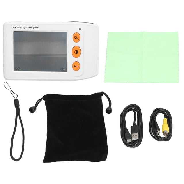 Electronic Reading Aid, Portable Digital Magnifier AV Output Practical With Foldable Handle For Low Vision White