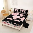 thumbnail image 2 of Erosebridal Bow Monogrammed H Girls Bed Sheets, Pink Flower King Sheets, 4pcs, 2 of 5