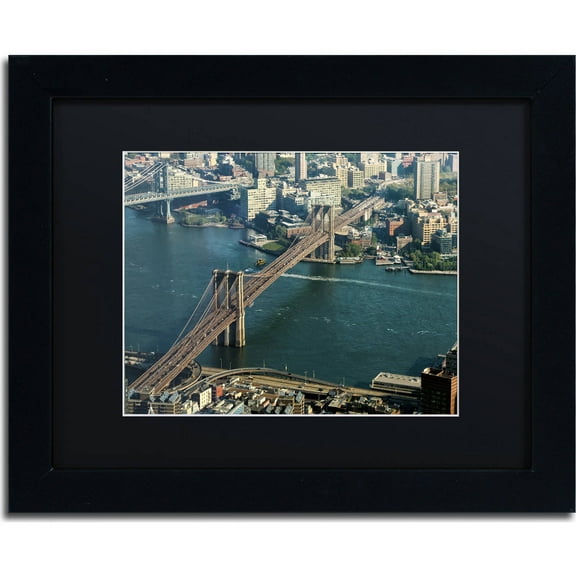 Trademark Fine Art "Brooklyn Bridge" Canvas Art by CATeyes, Black Matte, Black Frame