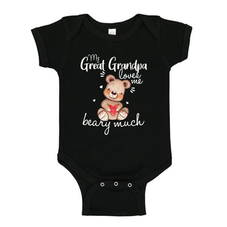 

My Great Grandpa Loves Me Beary Much Baby Bodysuit One Piece 12 mo Black