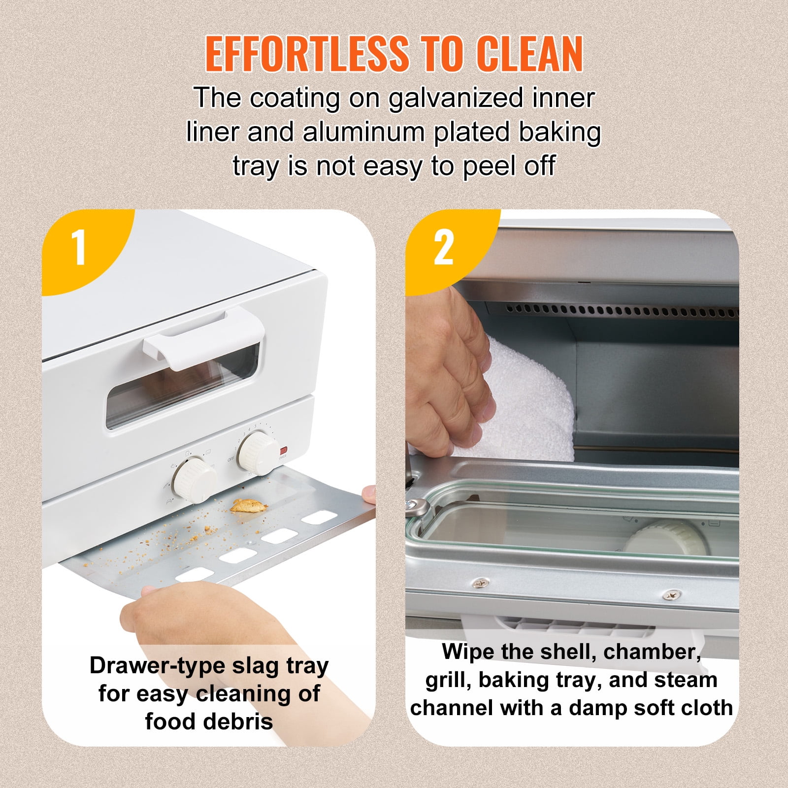 KFFKFF 1300W 7-Mode 12L Steam Oven Toaster Oven 5-in-1 Countertop Convection Oven