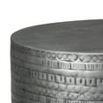 thumbnail image 3 of Johnsen 15 inch Wide Tribal Pattern Metal Accent Table in Antique Silver Iron, Assembled, 3 of 7