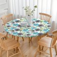 thumbnail image 3 of Round Fitted Tablecloth with Elastic Edges Fits 36"-44" Round Tables Pioneer Colorful Floral Waterproof Table Cover Washable Indoor and Outdoor for Party Kitchen Dinner Banquet Patio Picnic, 3 of 7