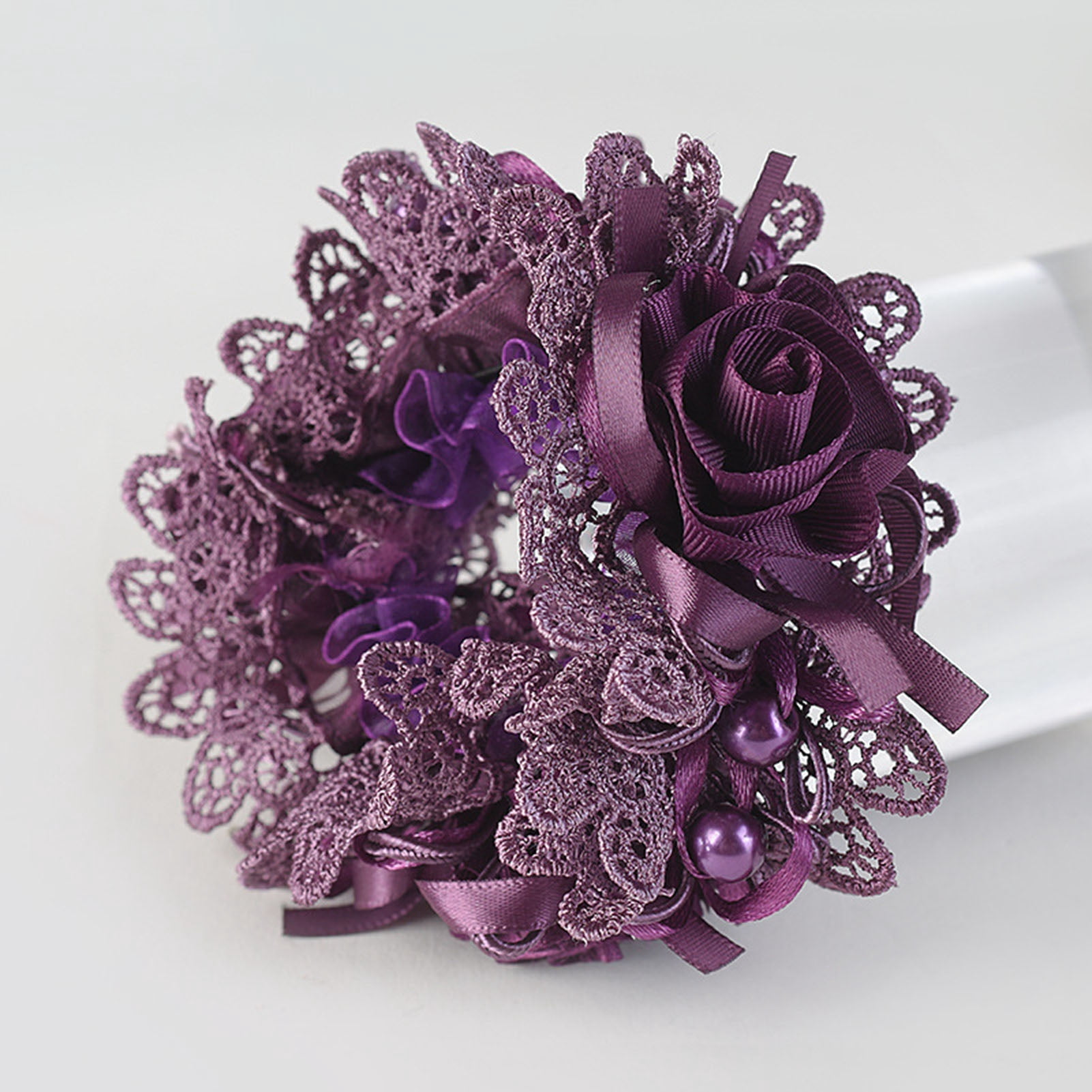 6Pcs Elegant Lace Scrunchies Hair Ties for Women Girls,Flower Scrunchy Hairtieswith Pearl for Thick Curl Hair Accessories