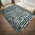 thumbnail image 1 of HomeRoots 491641 8 x 10 ft. Black & White Zebra Print Shag Handmade Non Skid Rectangle Area Rug, 1 of 1