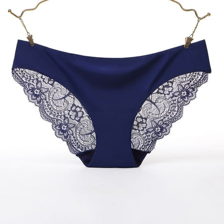 Underwear Women Pack Invisibles Lace Sexy Triangle No Trace Low Waist Ice Silk Underwear Wicking Microfiber Panties