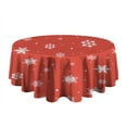 thumbnail image 5 of Red Christmas Snowflake Pattern Round Tablecloth 60"x60",Wrinkle Wipeable Table Cloth for Kitchen Dining Room Picnic Patio Party, 5 of 6