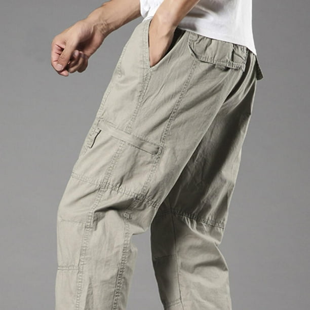 Ceisia Men's Relaxed Straight Cotton Gift Cargo Multi-pocket Pants