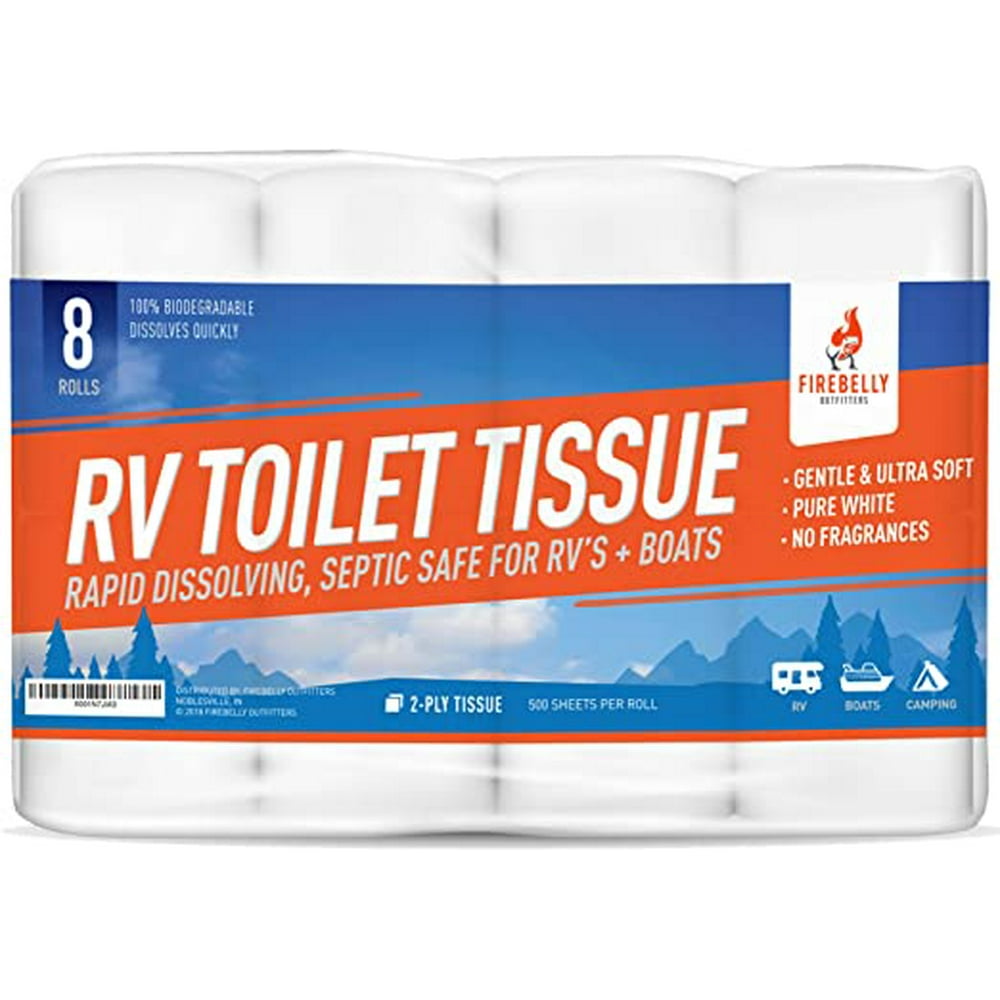Firebelly Outfitters RV Toilet Paper, Septic Tank Safe 8 Rolls, 2Ply