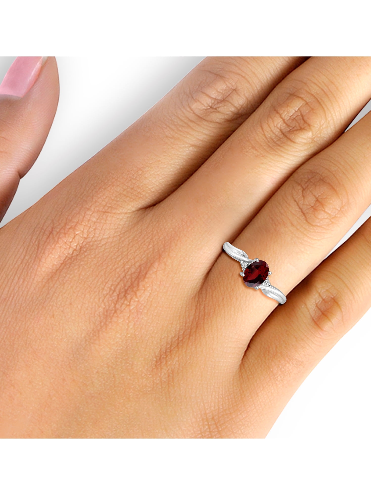 JewelersClub Garnet Ring Birthstone Jewelry – 1.00 Carat Garnet 0.925 Sterling Silver Ring Jewelry with White Diamond Accent – Gemstone Rings with Hypoallergenic 0.925 Sterling Silver Band