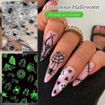 thumbnail image 2 of Glow In The Dark Halloween Nail Art Stickers - Skull, Bat, Spider Web, And Cat, 2 of 5