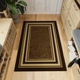 thumbnail image 3 of Ottomanson Border Area Rug 3'3" x 4'7" - Non Slip Low Pile Carpet, Dark Brown, 3 of 11