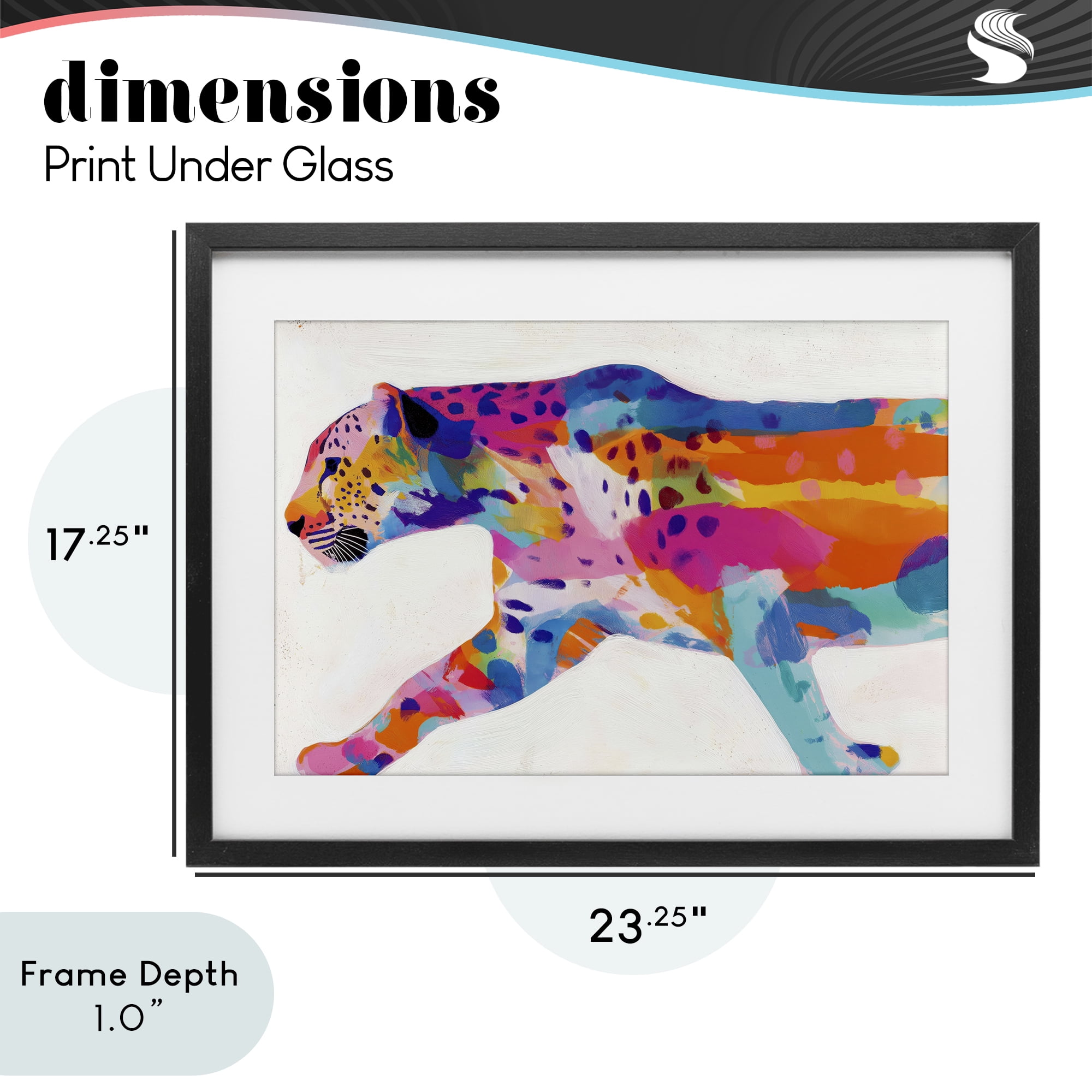 Stupell Industries Vibrant Hued Cheetah In Motion Black Framed Print Under Glass, design by Chromatic Storm Studio