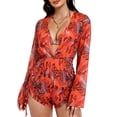 thumbnail image 2 of Cadmus Women's 3 Piece Swimsuits Tropical Print Bikini Set with Cover Up,010, X-Large, 2 of 7