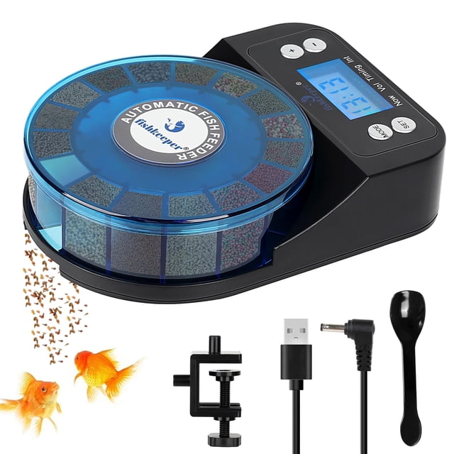 Comedero automático para peces Fishkeeper 2024 recargable de 800 mAh