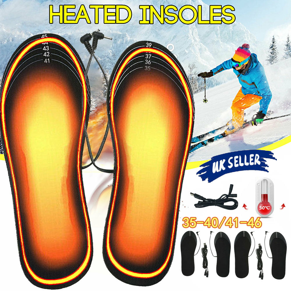 Electric USB Heated Shoes Insoles Socks Charging Winter Warming Rechargeable NEW 