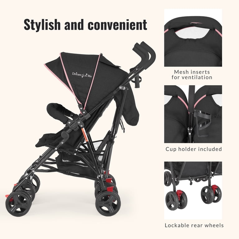 Dream On Me Volgo Twin Umbrella Stroller, Pink