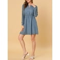 thumbnail image 5 of INSPIRE CHIC Women's Dress Gilding Star V Neck Long Sleeve Party Flared A-Line Dress XL Grey Blue, 5 of 8