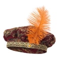 thumbnail image 1 of Sombrero de rey medieval con plumas, sombrero de copa tipo muffin para eventos y representaciones teatrales. Rojo, 1 of 7