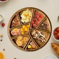 thumbnail image 5 of Modular Round Serving Platter Wood Tray with 8 Detachable Compartments for Fruits Nuts Meats Dips Snack Storage Party Appetizer Dessert Home Decor Kitchen Living Room Coffee Table, 5 of 5