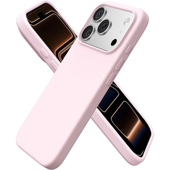 ZHU997 Compatible with iPhone 17 Pro Case, Slim Liquid Silicone 4 Layers Full Covered Soft Gel Rubber Shockproof Protective Phone Case with Anti-Scratch Microfiber Lining-Chalk Pink