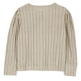 thumbnail image 4 of XXWXYD Clearence Puff Sleeve Ribbed Knit Blouse - Textured Long Sleeve Fashion Top for Girls Ages 5-14Y Seasonal Wardrobe (13-14 Years,Beige), 4 of 5