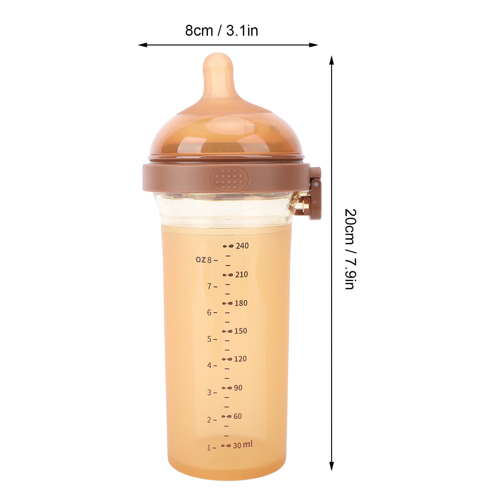 Xirurus Flip Top Silicone Baby Bottle, Wide Mouth PPSU Anti-Colic Infant Feeding Bottle, Shatterproof Vented Nursing Dispenser, 8 oz / 240ml, Clear, For Newborns 0-3 Months