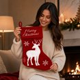thumbnail image 3 of Kbndieu Red Felt Christmas Stockings, Embroidered Xmas Stockings Santa, Snowman, Reindeer Xmas Character, Christmas Hanging Ornament for Family Holiday Season Decor, 3 of 6