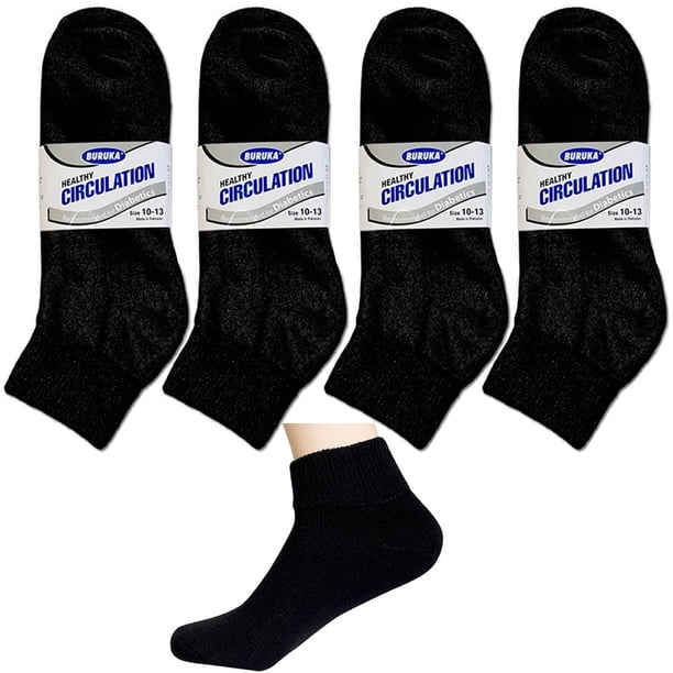 Calcetines para diabéticos para hombre, sin costuras, para la salud circulatoria, holgados, negros, tallas 10-13