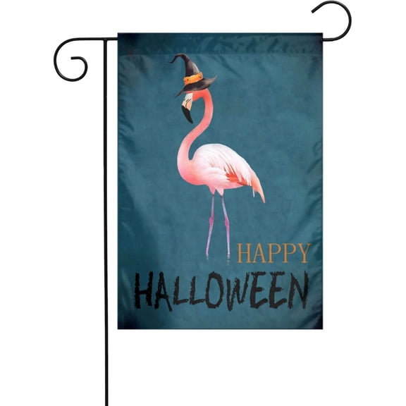 Double Sided Halloween Flamingo Garden Flag Outdoor Yard Decoration 12 x 18 Inch