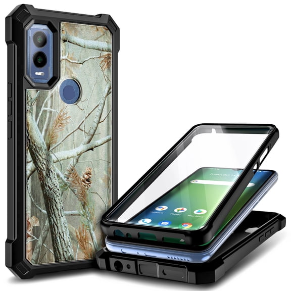 Nagebee Phone Case Compatible for Cricket Innovate E 5G Case (E Version 2022) with [Built-in Screen Protector], Full-Body Protective Shockproof Rugged Bumper Cover Impact Resist Durable Case (Camo)