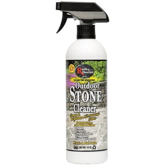 Rock Doctor Outdoor Stone Cleaner, Natural Cleaning Solution Removes Stains and Discoloration, Brightens Granite, Pavers, Fire Pits, and Concrete, Plant and Pet Safe, 24 oz Pack of 1