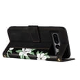thumbnail image 2 of Phone Case for Google Pixel 7 Pro Wallet Cover with Crossbody & Wrist Strap, Elegant PU Leather Flip Flower Pattern Kickstand Credit Card Holder Phone Case Cover for Google Pixel 7 Pro, Black, 2 of 9