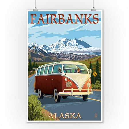 Fairbanks, Alaska - VW Van Cruise - Lantern Press Poster (9x12 Art Print, Wall Decor Travel (Best Price Alaska Cruise)