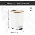 thumbnail image 6 of White Trash Can with Bamboo Lid and Pedal, 2.5L Capacity, 6 of 7