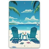 Great Beach and Nautical Decor, Beach House and Summer Surfing Decoration, Beach Themed Display, Sea Shells Cool Home Print, Use Indoor or Outdoor Metal Sign (8" x 12", Another Day in Paradise B)