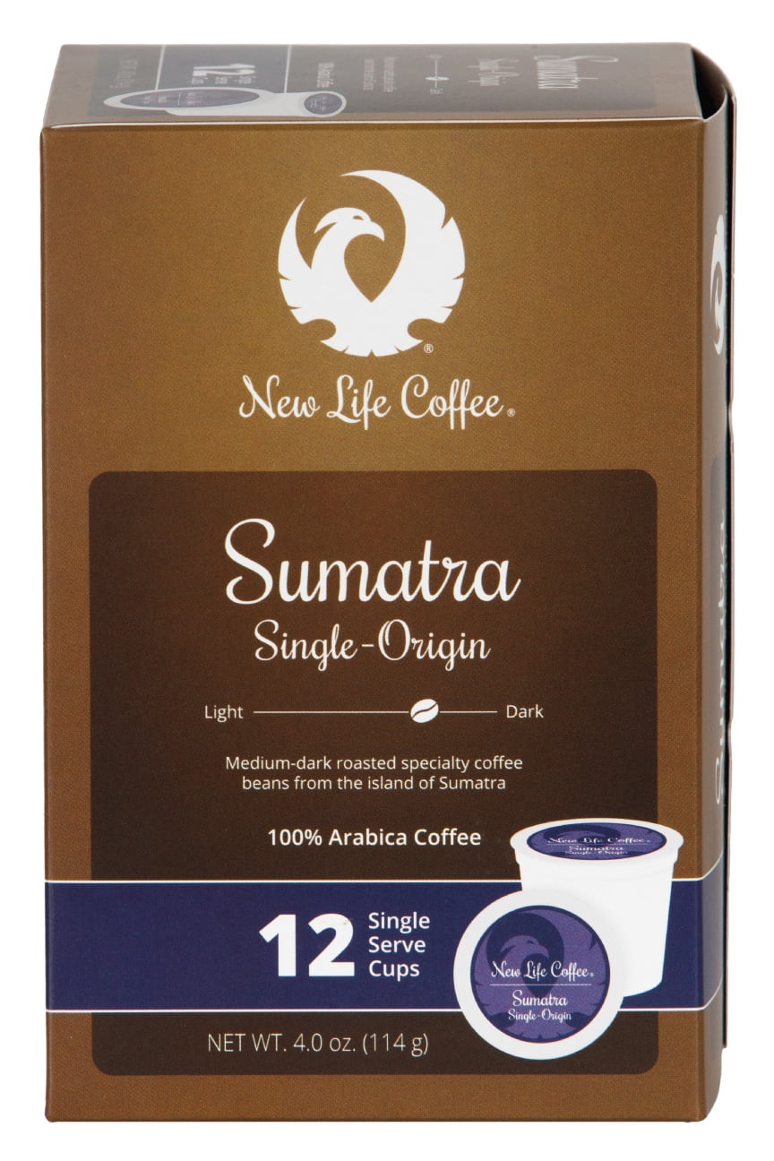 New Life Coffee Sumatra: Single-Origin Single Serve Cups, 12 ct. Box