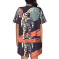 thumbnail image 6 of Fuzoiu Astronaut With American Flag Print Women's Short-Sleeved Pajama Set,Lounge Sleepwear Set,Womens Pajama Sets 2 Piece,Button-Up Top and Shorts with Pockets-X-Large, 6 of 7