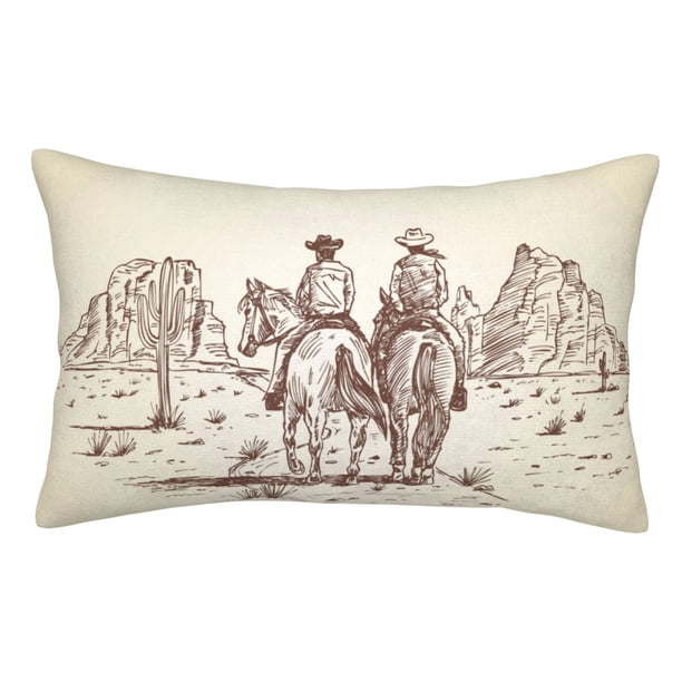 Fotbe Cowboys Riding Horses Funda de Almohada Decorativa Estilo Occidental, Lujo en Algodón, Fundas para Almohadas King, Cojín Estampado para Decoración del Hogar-20"x30"