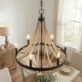 thumbnail image 5 of Skali 6-Light Wood Bead Chandelier with Matte Black Finish, 5 of 6