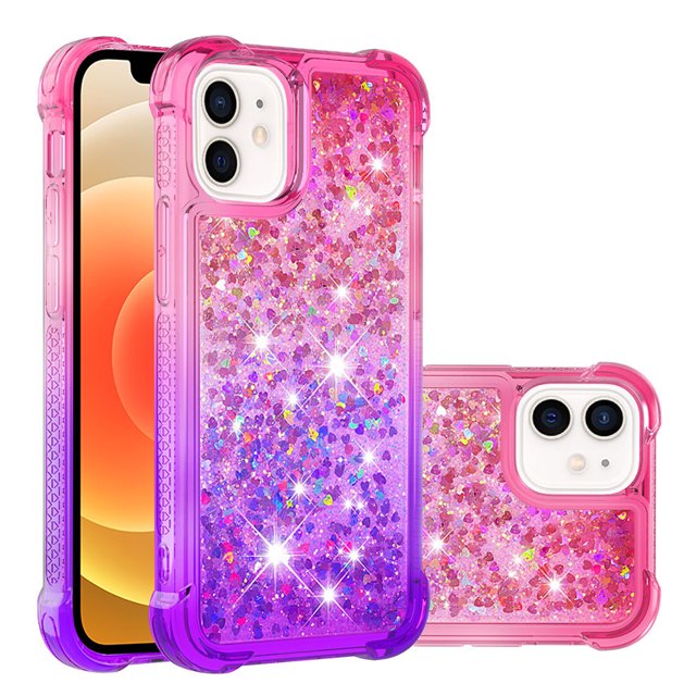 Funda para iPhone 12 Mini Transparente con Brillos Carcasa Protectora Antigolpes con Glitter Brillante