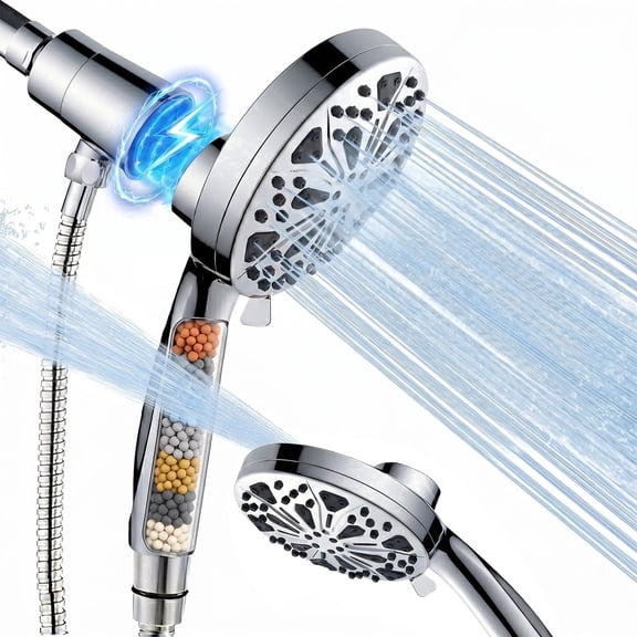 Filtered Shower Head with Handheld, High Pressure 10-Spd Magnetic Handheld Showerhead, Water Softener for Hard Water Remove Chlorine and Harmful Substance, 72" Hose for Tub Pet Bathing