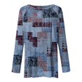 thumbnail image 4 of ICHUANYI Liquidación Blusa casual suelta con cuello redondo y manga larga con estampado de invierno para mujer ICHUANYI WER202308254114, 4 of 5