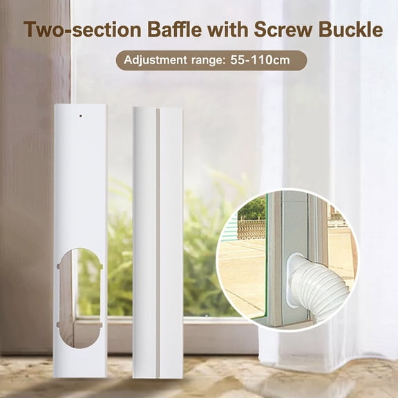 Portable AC Window Vent Kit - Complete Air Conditioner Window Kit,Adjustable PVC Window Seal Kit Panels Up to 43 Inches,for Universal Thread AC Exhaust Hose of 5.1" and 5.9" Diameter